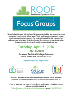 ROOF Focus Group for Self-Advocates @ Suncoast Technical College